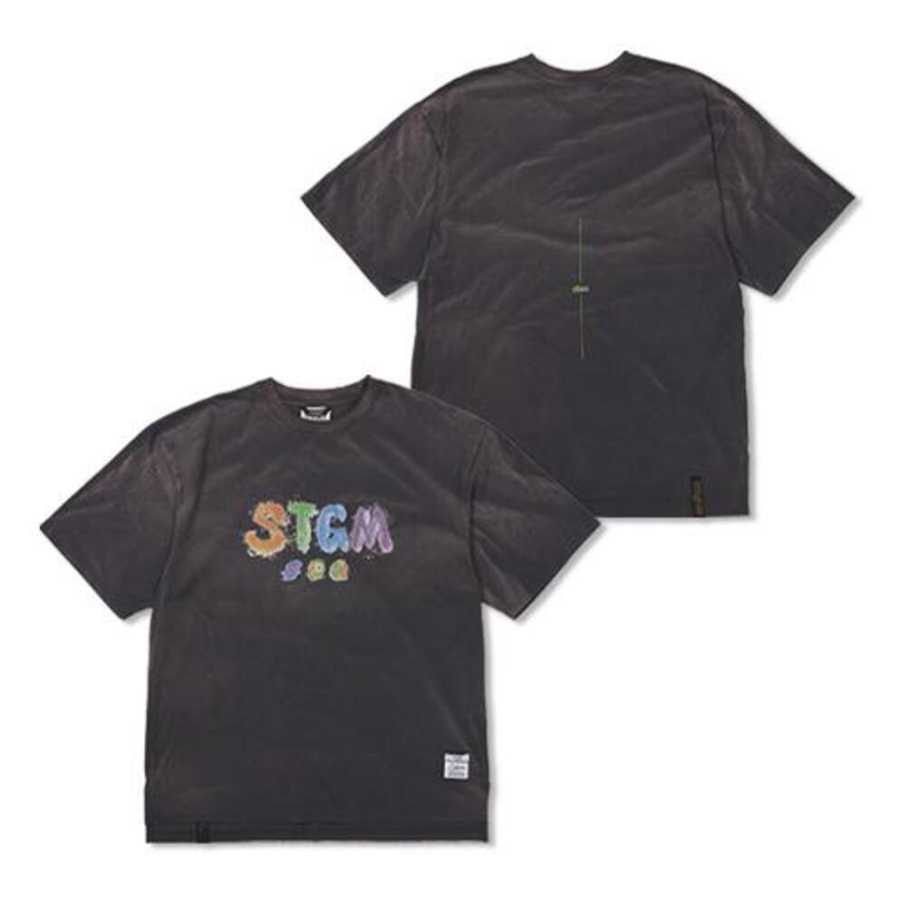[스티그마] Crayon STGM Vintage-Like Washed Oversized Short Sleeves T-Shirts Charcoal