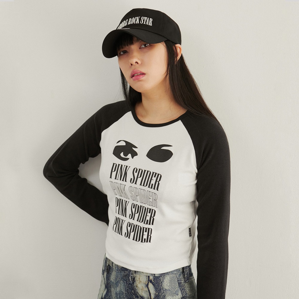 [킹아카이브]PINK SPIDER Raglan T-Shirt-White-WOMEN&#039;S