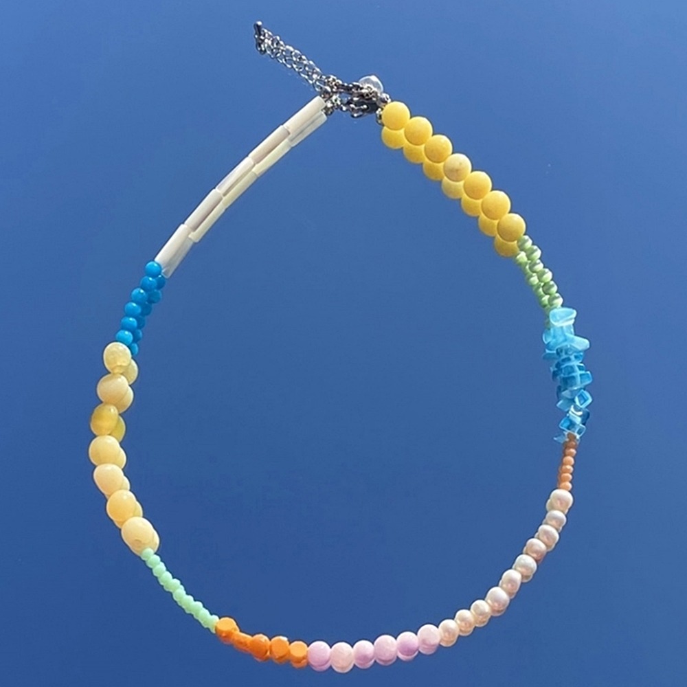 [런디에스] color gemstone necklace