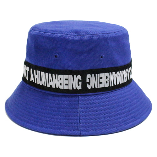 [아임낫어휴먼비잉] Basic Logo Tape Bucket Hat - Blue